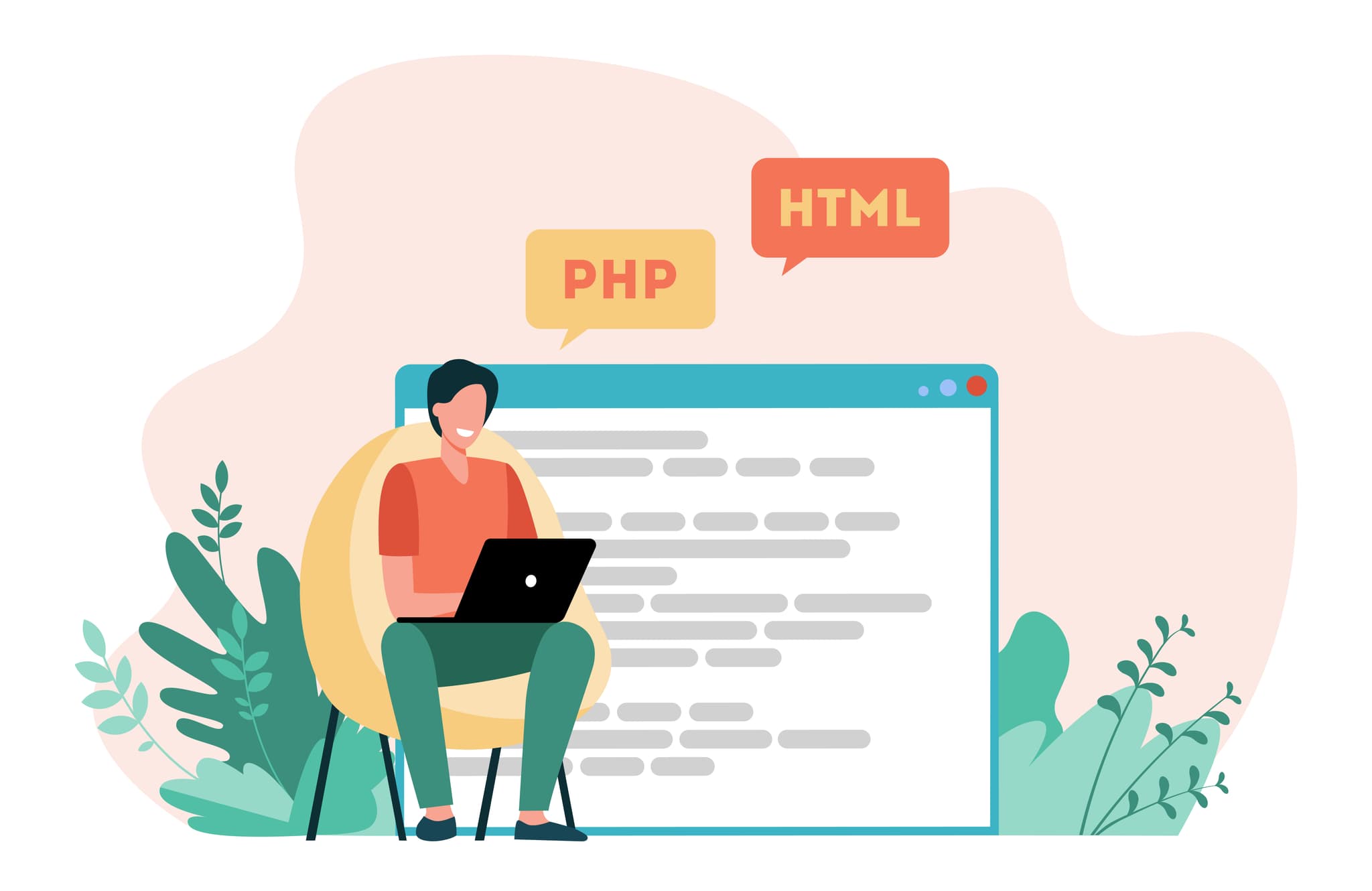 PHP (https://www.freepik.com/free-vector/developer-writing-code-website-laptop-computer-designer-flat-vector-illustration-coding-programming_11671486.htm#fromView=keyword&page=1&position=24&uuid=3c4edc08-a900-4ff9-b296-66b9a9e1803a&query=Php)